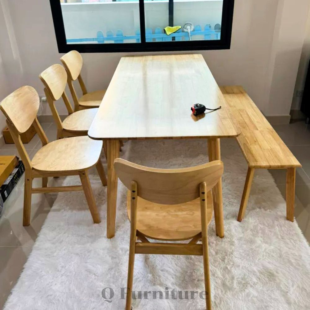 Q. Furniture ชุดโต๊ะรับประทานอาหาร 6 ที่นั่ง และโต๊ะขนาด 148,180 CM รายละเอียดมีแจ้งในคำอธิบาย