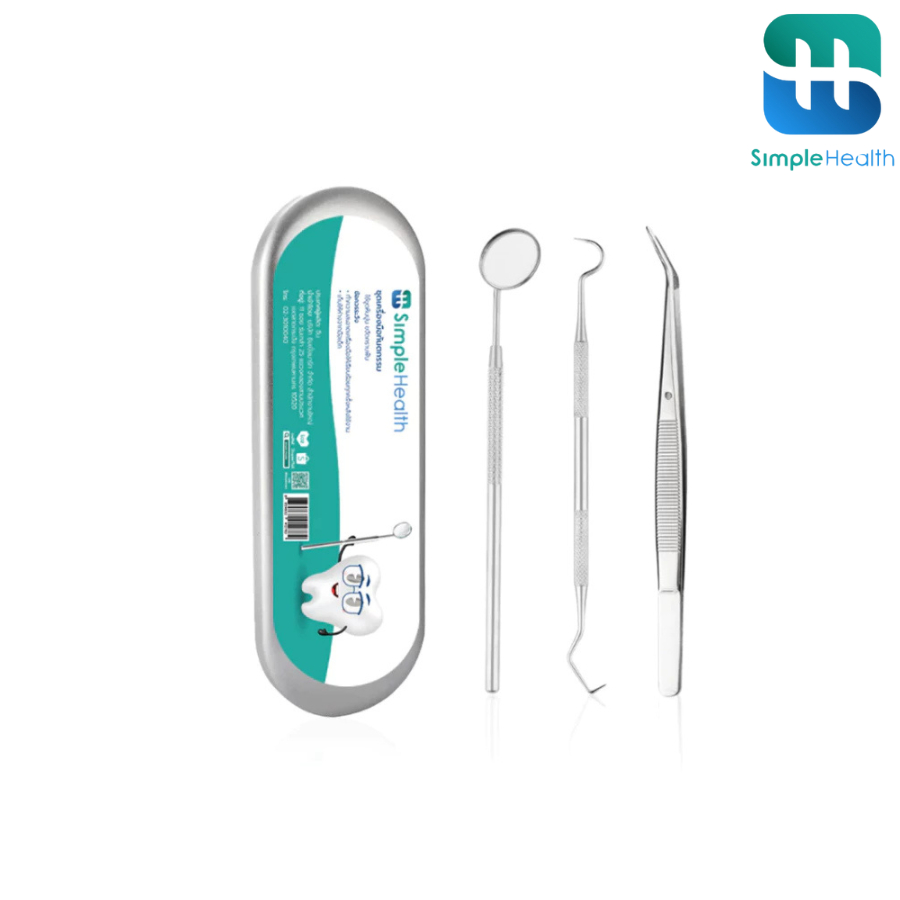 Simple Healthcare ชุดขูดหินปูน ดูแลสุขภาพช่องปาก เหล็กขูดหินปูน ขจัดคราบชา ใช้เองที่บ้านได้ 3 ชิ้น