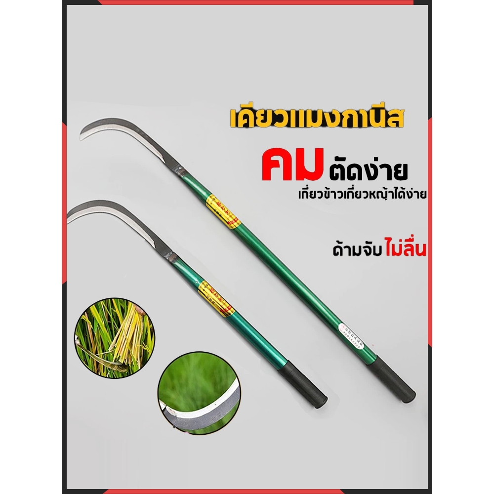 พร้อมส่ง มีดขอด้ามยาว เคียวแมงกานีส มีดถางป่า พร้าถางป่า พร้าด้ามยาว มีดขอเคียวด้ามยาว เคียวเกี่ยวข้าว เคียวเกี่ยวหญ้า