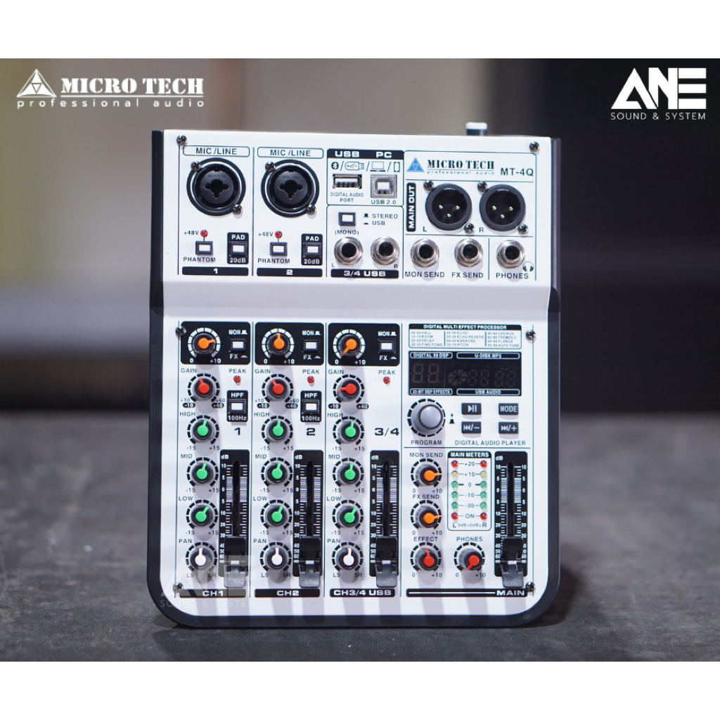 MICROTECH MT-4Q มิกเซอร์อนาล็อก MIXER เอฟเฟคแท้ บลูทูธ เสียบไมค์ได้ 2 ช่อง