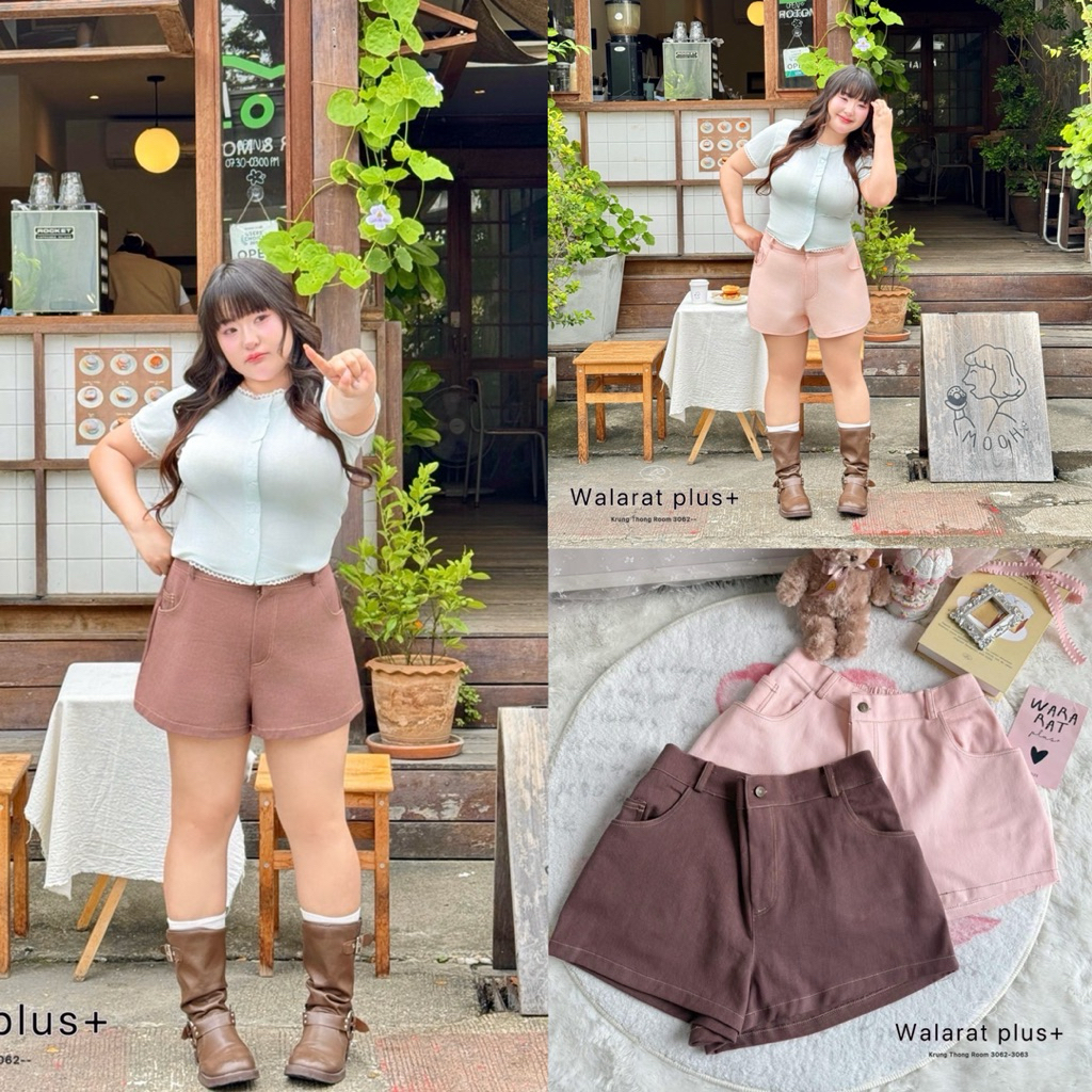 (WR) กางเกงขาสั้นผ้าดีสีน่ารัก ทรงสวย เก็บพุง ใส่สบาย แมทซ์ง่ายมาก เสื้อผ้าสาวอวบอ้วน พลัสไซส์ ไซส์ใหญ่