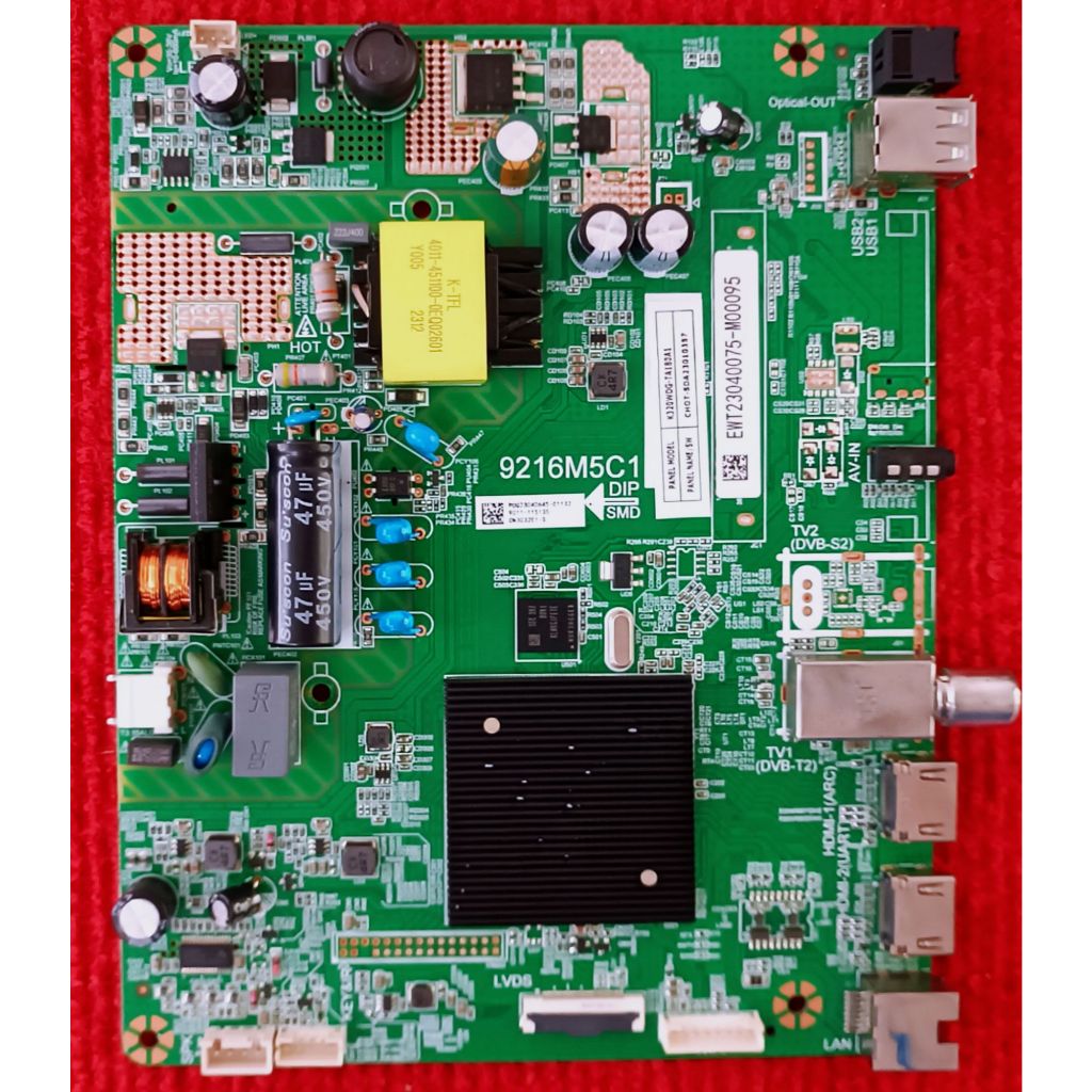 เมนบอร์ดทีวี Aconatic สำหรับรุ่น 32HS410AN , 32HS600AN พาสบอร์ด 9216M5C1 อะไหล่แท้พร้อมติดตั้งใช้งาน
