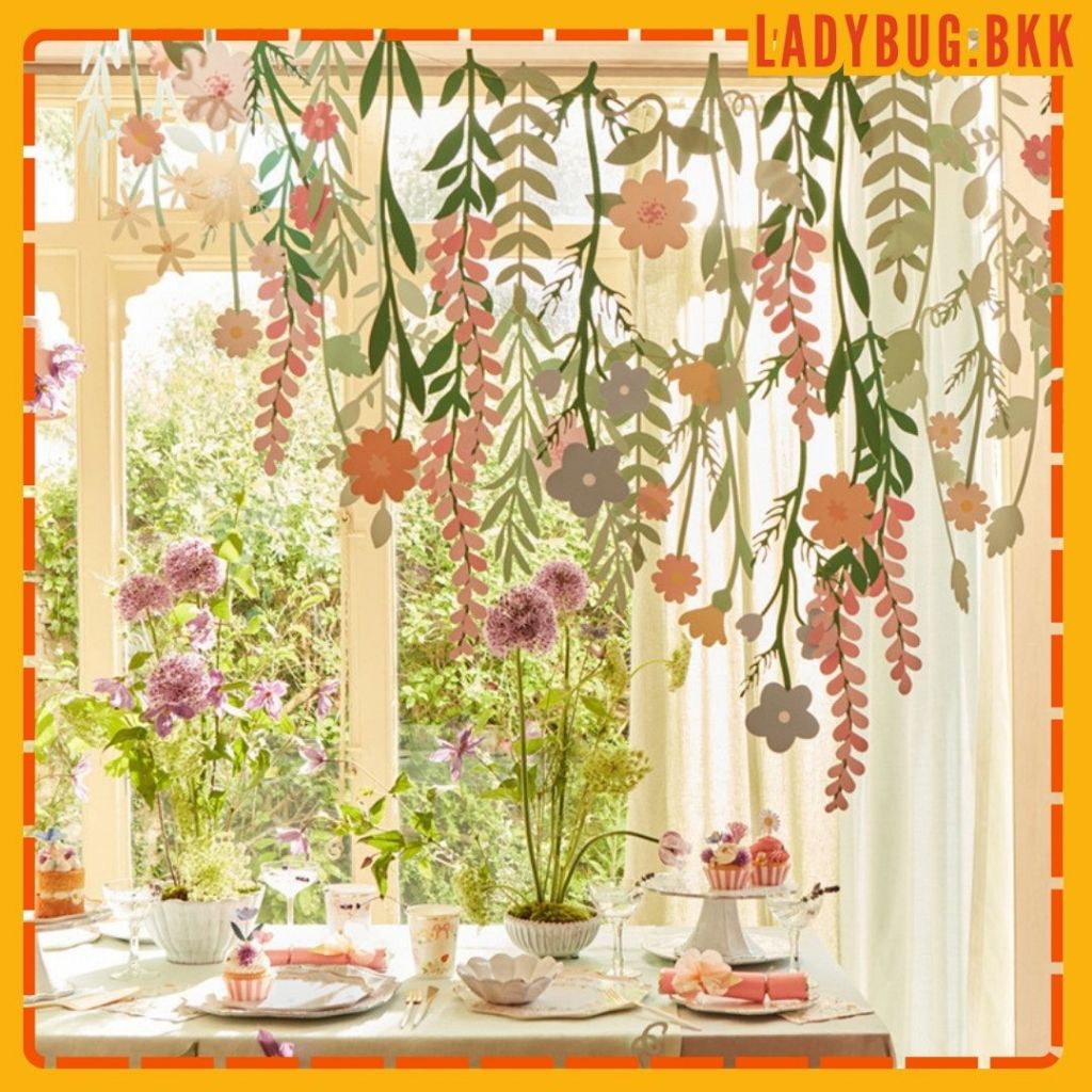 ป้ายดอกไม้ ธงประดับดอกไม้ แบบใหม่สวยน่ารัก ทำจากกระดาษ สินค้าพร้อมส่ง