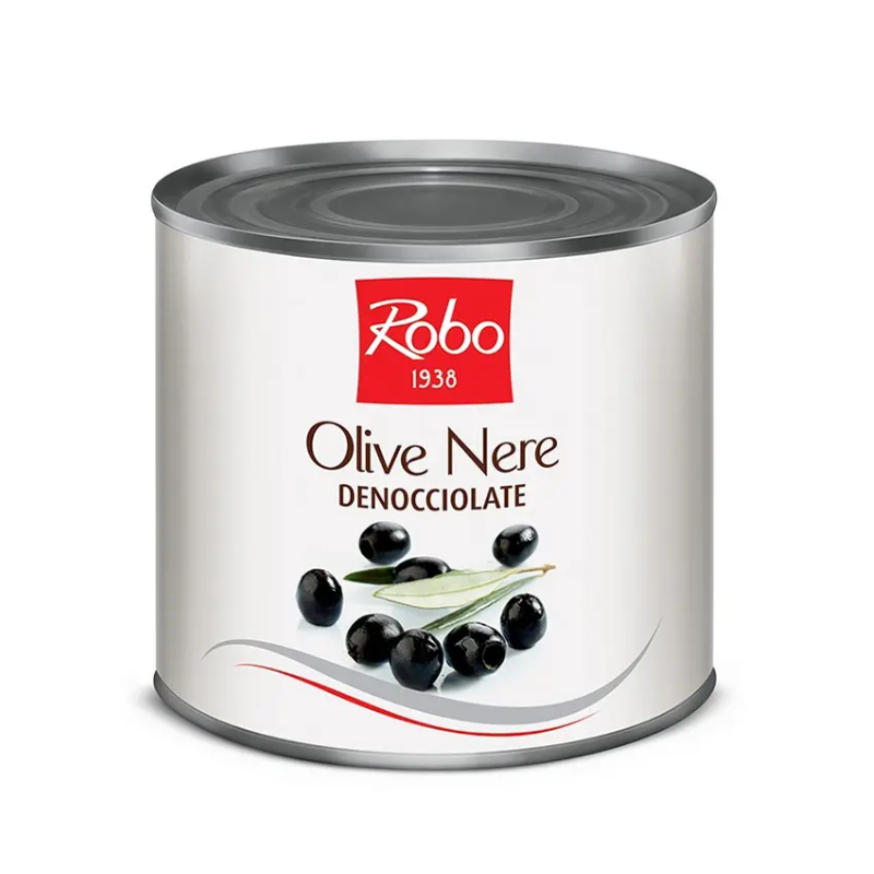 โรโบ มะกอกดำแกะเม็ดดองน้ำเกลือ 2.6 กก. - Pitted Black olive (Denocciolate) 2.6Kg Robo brand