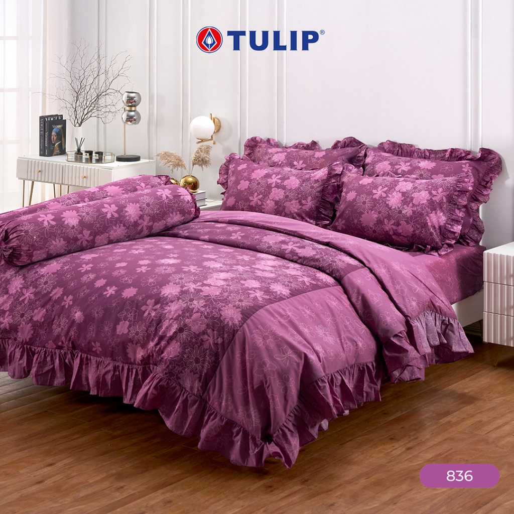 TULIP Cotton Mix พิมพ์ลาย 836 ชุดผ้าปูที่นอน ผ้าห่ม ผ้านวม พิมพ์ลายกราฟิกสวยงาม เนื้อผ้าหนาแน่น