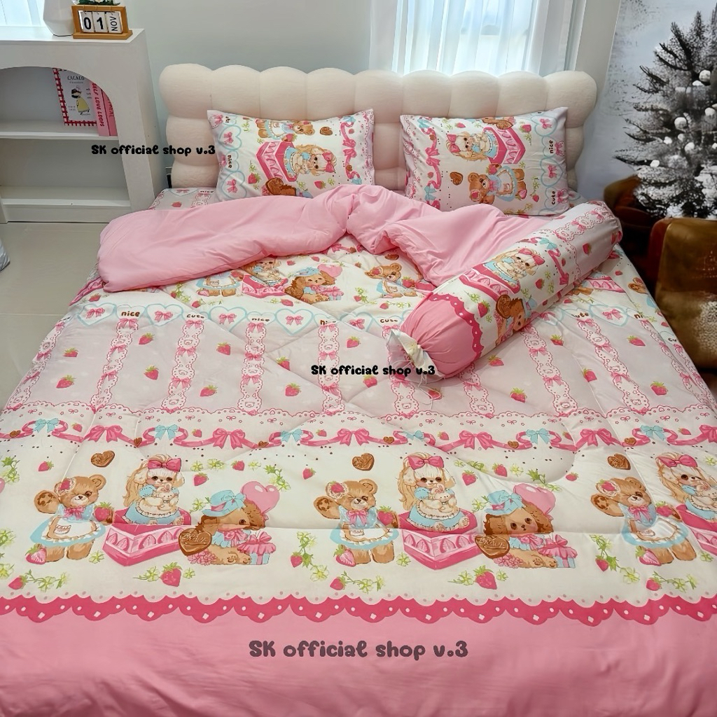 (Sale) ชุดเครื่องนอน(6ชิ้น) ขนาด3.5 5และ6ฟุต ลายการ์ตูนสุดคิ้วท์ลายพื้นสุดเรียบหรู