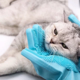 🛁 ถุงมืออาบน้ำ อาบน้ำสัตว์เลี้ยง สัตว์เลี้ยงสุนัขแมวอาบน้ำถุงมือ แปรงสวมมือไว้ใช้อาบน้ำ ถุงมือแปรงขน ถุงมือ