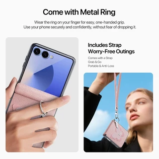 แท้💯 Samsung Z Flip7/Z Flip 8 Dux เคส PU Leather Ring-Style Foldable Phone Case เคสซองหนังกันกระแทก