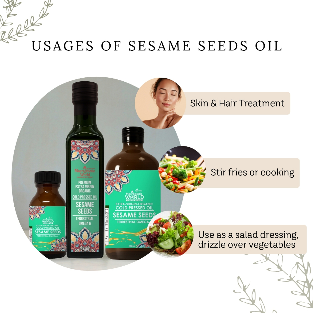 Organic/Bio Extra Virgin Cold Pressed Sesame Seed Oil | น้ำมันเมล็ดงา สกัดเย็น
