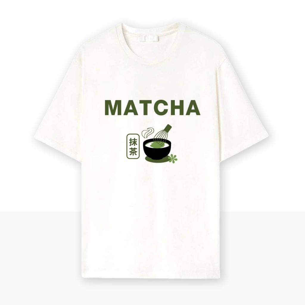 Matcha เสื้อยืดสีขาว Oversize