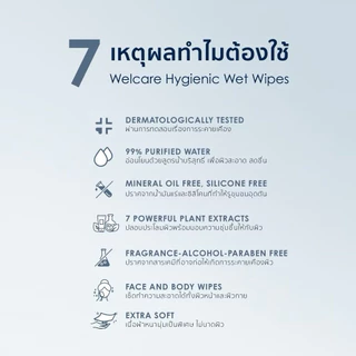Ⓜ️พร้อมส่ง🅾️ ทิชชู่เปียก Welcare Mini Hygienic Wet Wipes 8 ห่อ/แพ็ก ทำความสะอาดผิว สูตรไฮจีนิคไวพส์