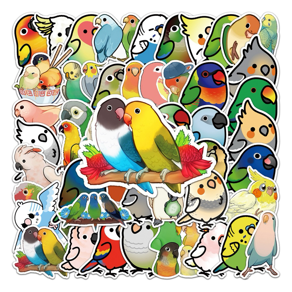สติ๊กเกอร์ลายนกแก้วนานาชนิด น่ารัก มี 5 ชุดให้เลือก