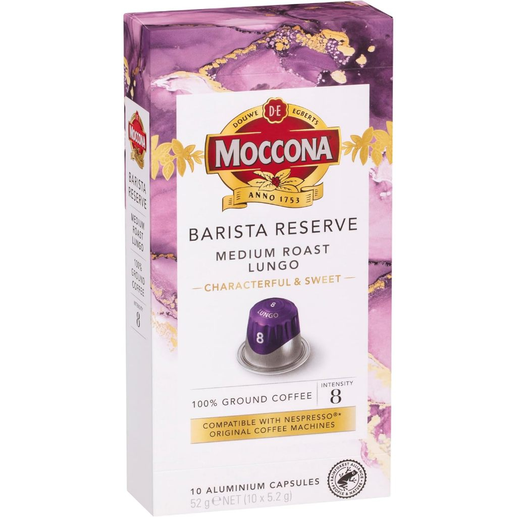 Moccona Barista Reserve Capsules Medium Roast Lungo 10 packมอคโคน่า กาแฟแคปซูล บาริสต้า รีเซิร์ฟ  มีเดียมโรสท์ 10 แคปซูล
