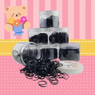 ยางมัดผมแบบกระปุก ยางรัดผม หนังยางมัดผม หนังยางรัดผม ยางดำ **พร้อมส่งจากไทย**