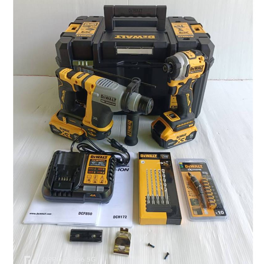 DEWALT ชุดคอมโบ้ไขควงกระแทก+สว่านโรตารี่ไร้สาย SET / COMBO รุ่น DCK2213P2TA-B1 รับประกัน 3ปี