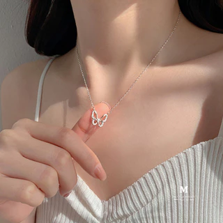 MEET💕สร้อยคอเงินแท้ Cute Butterfly สร้อยเงินแท้ สร้อยแฟชั่น จี้สร้อยคอ สร้อยคอเงิน925 สร้อยเพชร