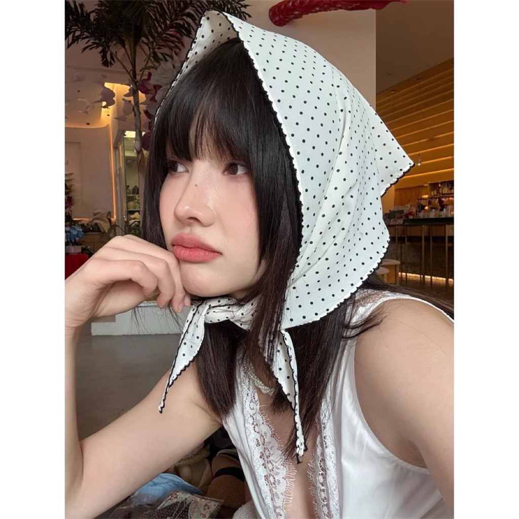 ☁️พร้อมส่งจากไทย☁️Polkadot style ผ้าโพกผมลายจุดมาแรง🔥 ผ้าโพกผมลายจุด ผ้าพันคอลายจุด ลายจุด - รูปที่ 7