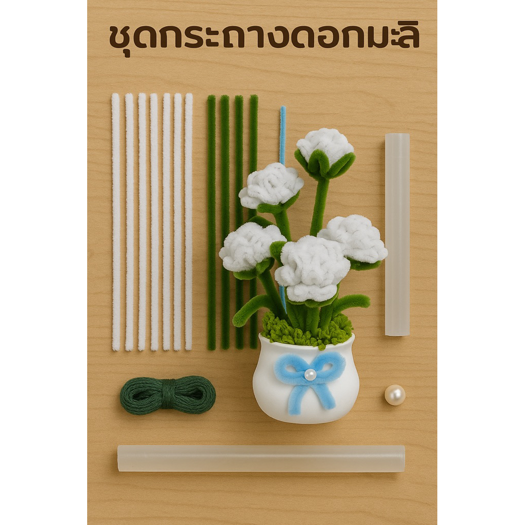 ชุดเซททำกระถางดอกมะลิ ลวดกำมะหยี่