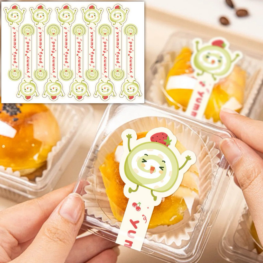 HUB2517-สติกเกอร์คาดกล่องขนม Yummy food   100ดวง/แพ๊ค