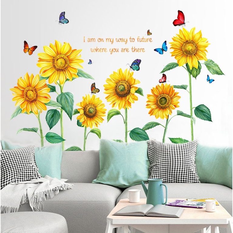 สติ๊กเกอร์ติดผนัง ส่งจากไทย ลายดอกไม้ ต้นไม้ ดอกไม้ สติกเกอร์ติดผนังห้อง ติดเองง่าย วอลเปเปอร์ 1129