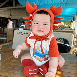 CAPHANA ชุดบอดี้สูทเด็กทารก ทารก ชุดไปทะเลเด็ก ชุดเซ็ทเด็ก (ปู)