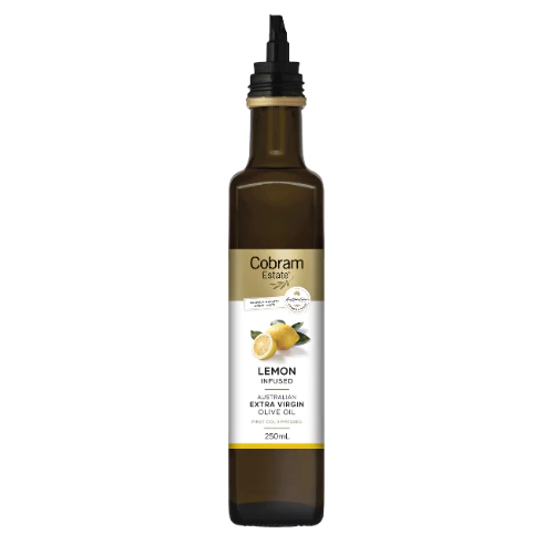 โคบรัม น้ำมันมะกอกเอ็กซ์ตร้าเวอร์จิ้น (ผสมเลมอน) 250 มล.-Extra Virgin Olive oil (Lemon infused) 250ml Cobram Olive bran