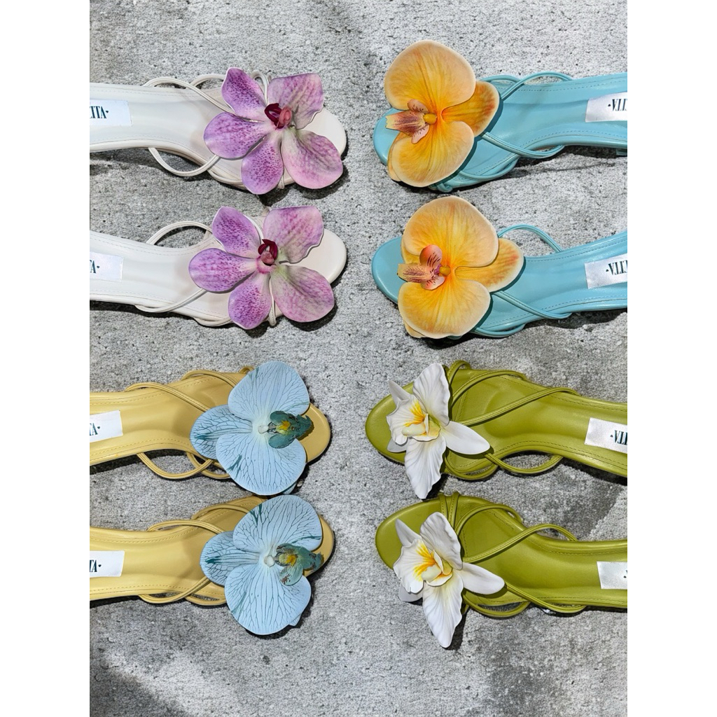 พร้อมส่ง รุ่นใหม่ล่าสุด พร้อมสายพันข้อ ส้นสูง3นิ้ว ทักแชทเลือกดอกไม้ผีเสื้อ