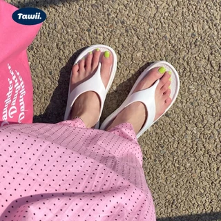 Tawii. Korean ผู้หญิง รองเท้าหนีบ พื้นหนา รองเท้าแตะแบบหนีบรุ่นรองเท้าหน้าฝน รองเท้าแตะแบบส้นลิ่ม