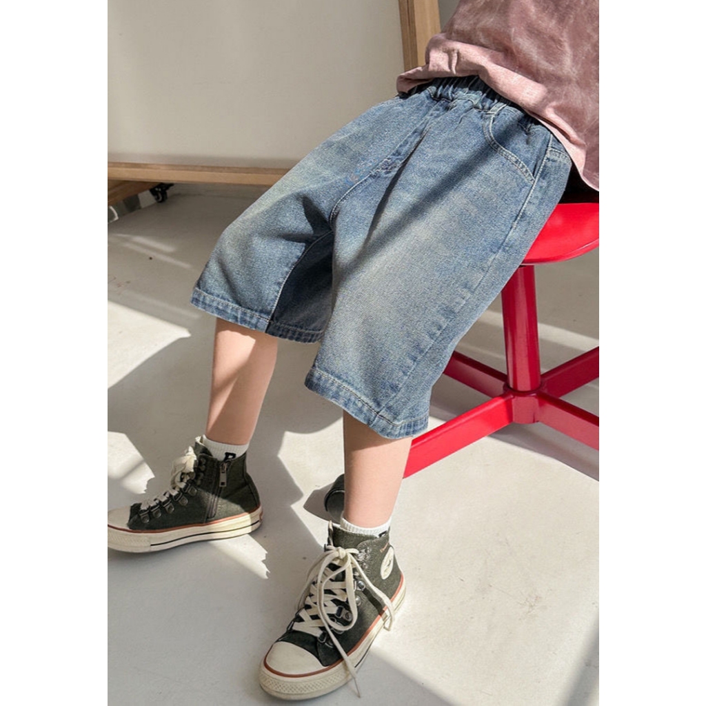 กางเกงยีนส์ขาสั้นเด็กชาย ทรงหลวม โทนสีสวย ผ้าเกรดพรีเมี่ยม นุ่มสบาย ใส่ได้ทุกวัน ราคาคุ้ม#300 - รูปที่ 5