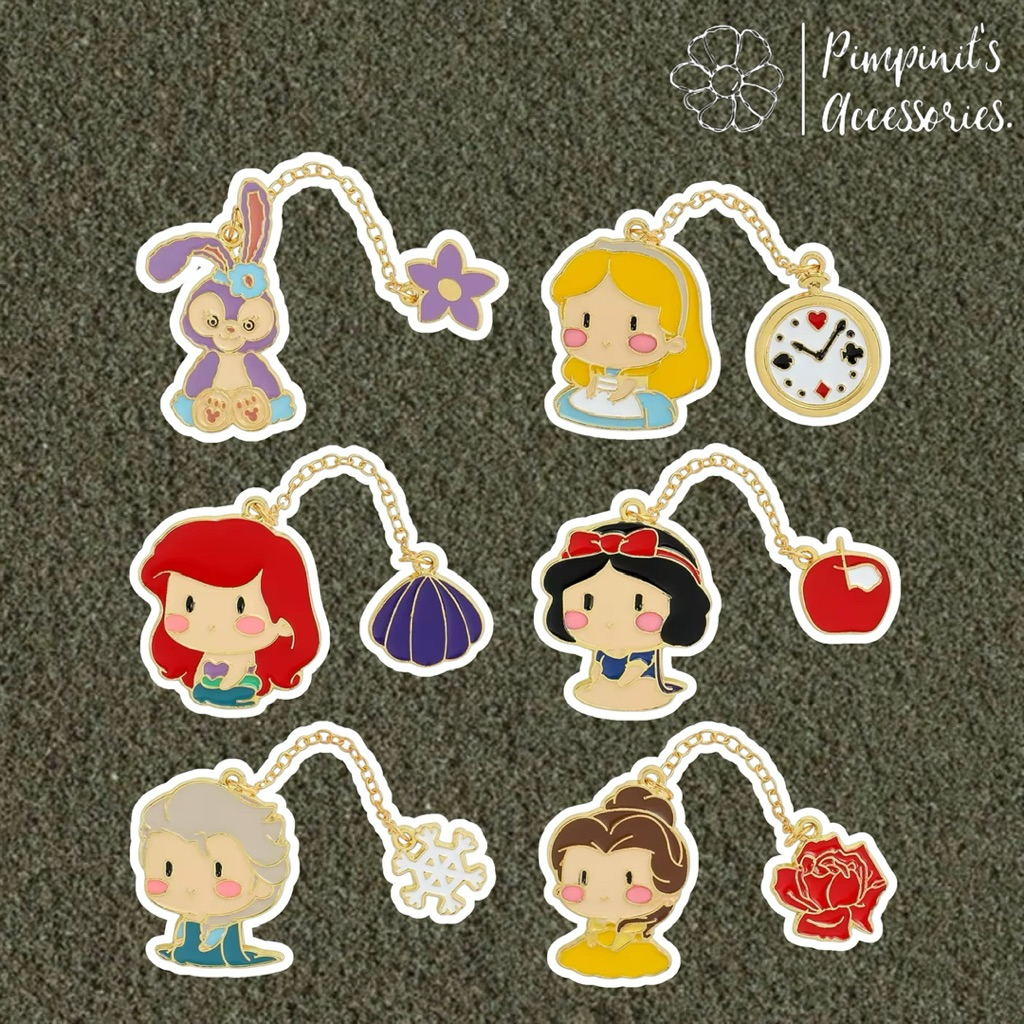 ✿ ร้านในไทยพร้อมส่ง : เข็มกลัดมีโซ่เซ็ทเจ้าหญิงดิสนีย์ | DISNEY PRINCESS Chain Enamel Brooch Pin Set.