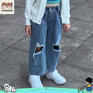 กางเกงยีนส์ขาดเด็ก กางเกงยีนส์เด็ก สไตล์เกาหลี ใส่ได้ทั้งเด็…