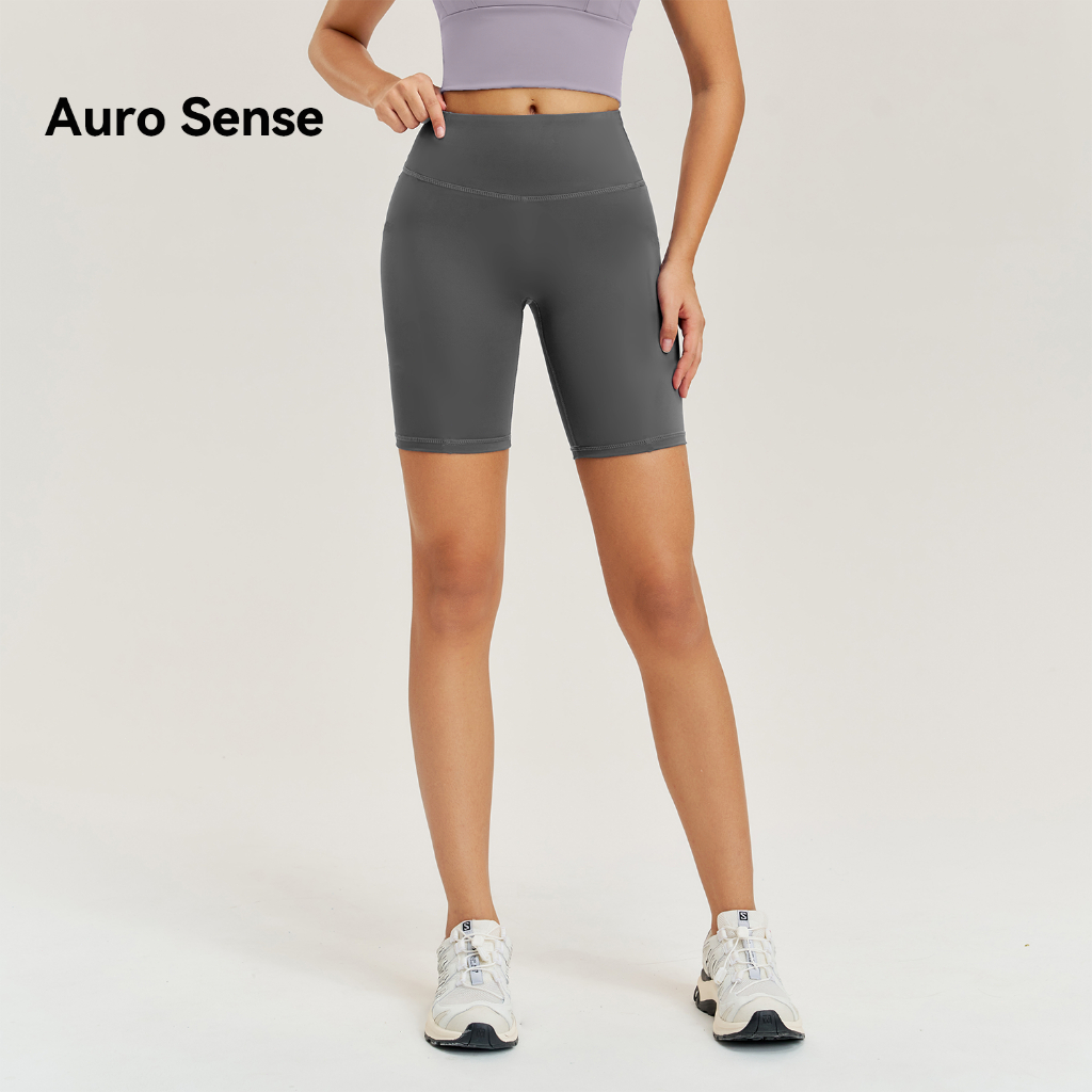 Auro Sense กางเกงโยคะเอวสูง ความยาว 3 ส่วน กางเกงวอร์มมีกระเป๋า เหมาะสำหรับเล่นกีฬาและวิ่ง