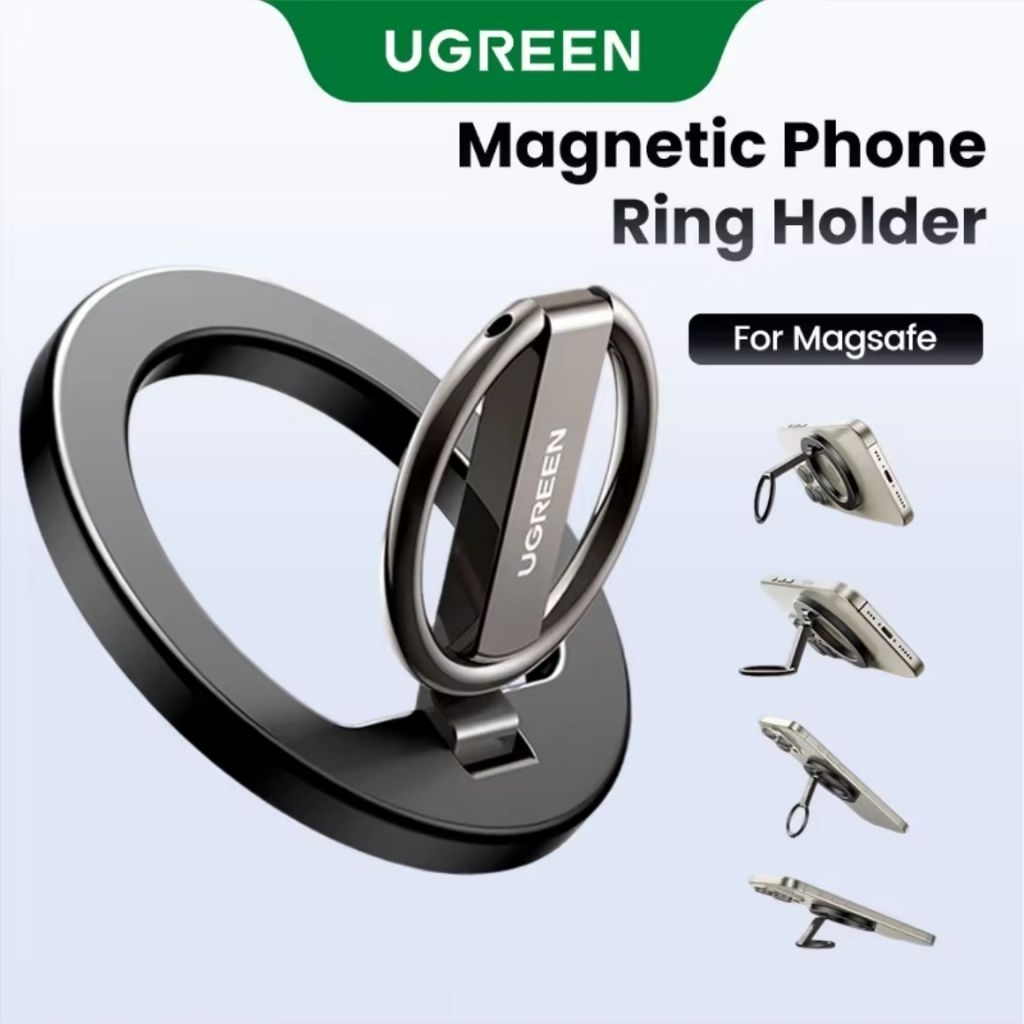 แท้💯 UGREEN Magnetic แหวนแม่เหล็ก โลหะผสมสังกะสี สําหรับ iPhone Xiaomi Samsung Huawei พร้อมห่วงใส่นิ้ว ยืดหดได้ ดูดแน่น