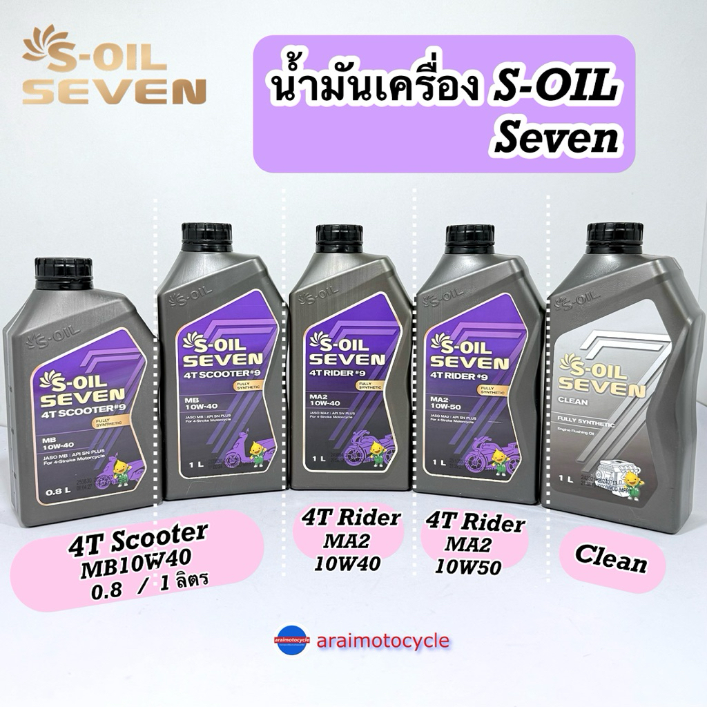 น้ำมันเครื่องรถมอเตอร์ไซด์ S-Oil สังเคราะห์100% สำหรับรถเกียร์และออโต้