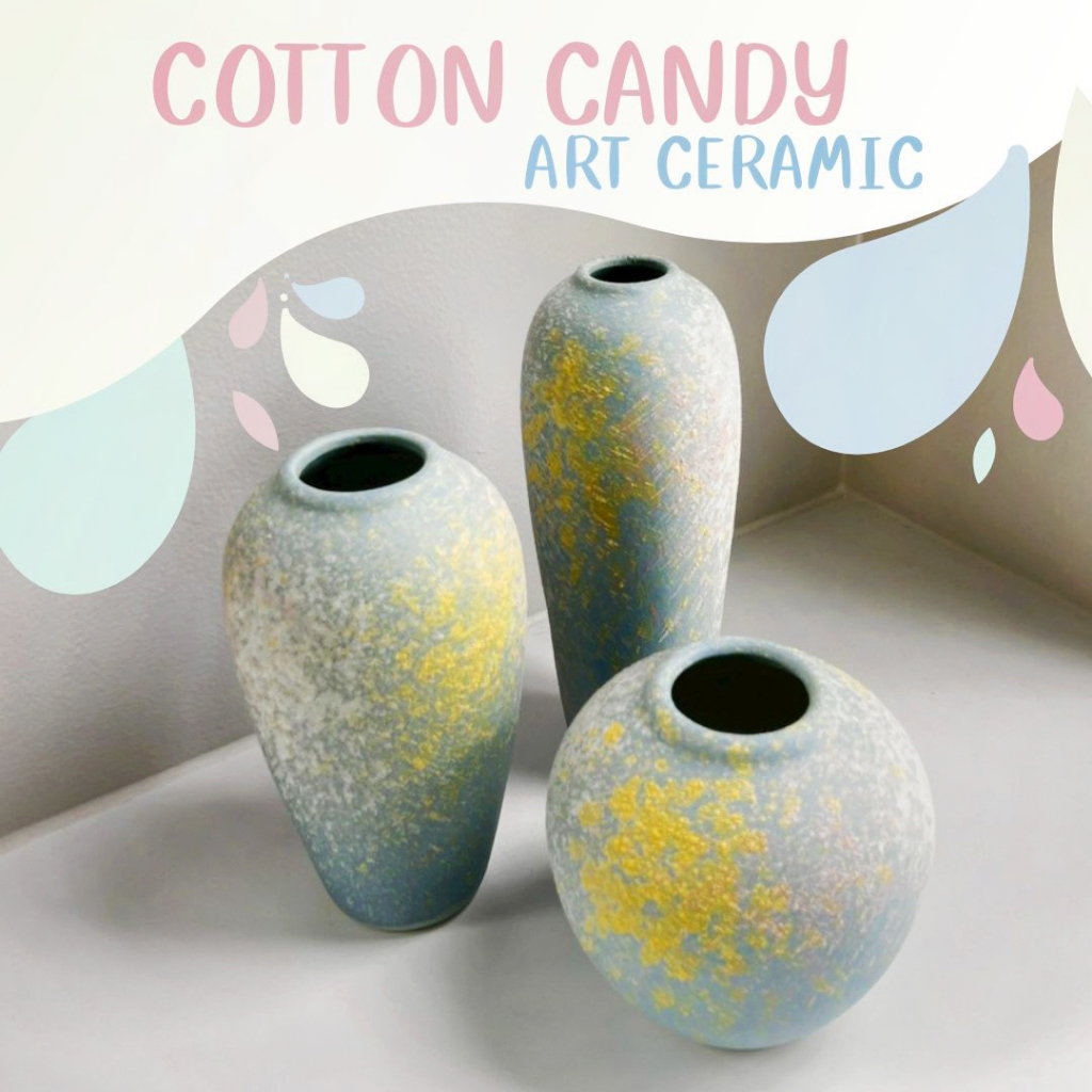 แจกันเซรามิก Cotton Candy ลายศิลปะ สีพาสเทล แต่งบ้าน วางตั้งโต๊ะ ถ่ายรูป | Cotton Candy Art Ceramic Vase - Cozy Homey