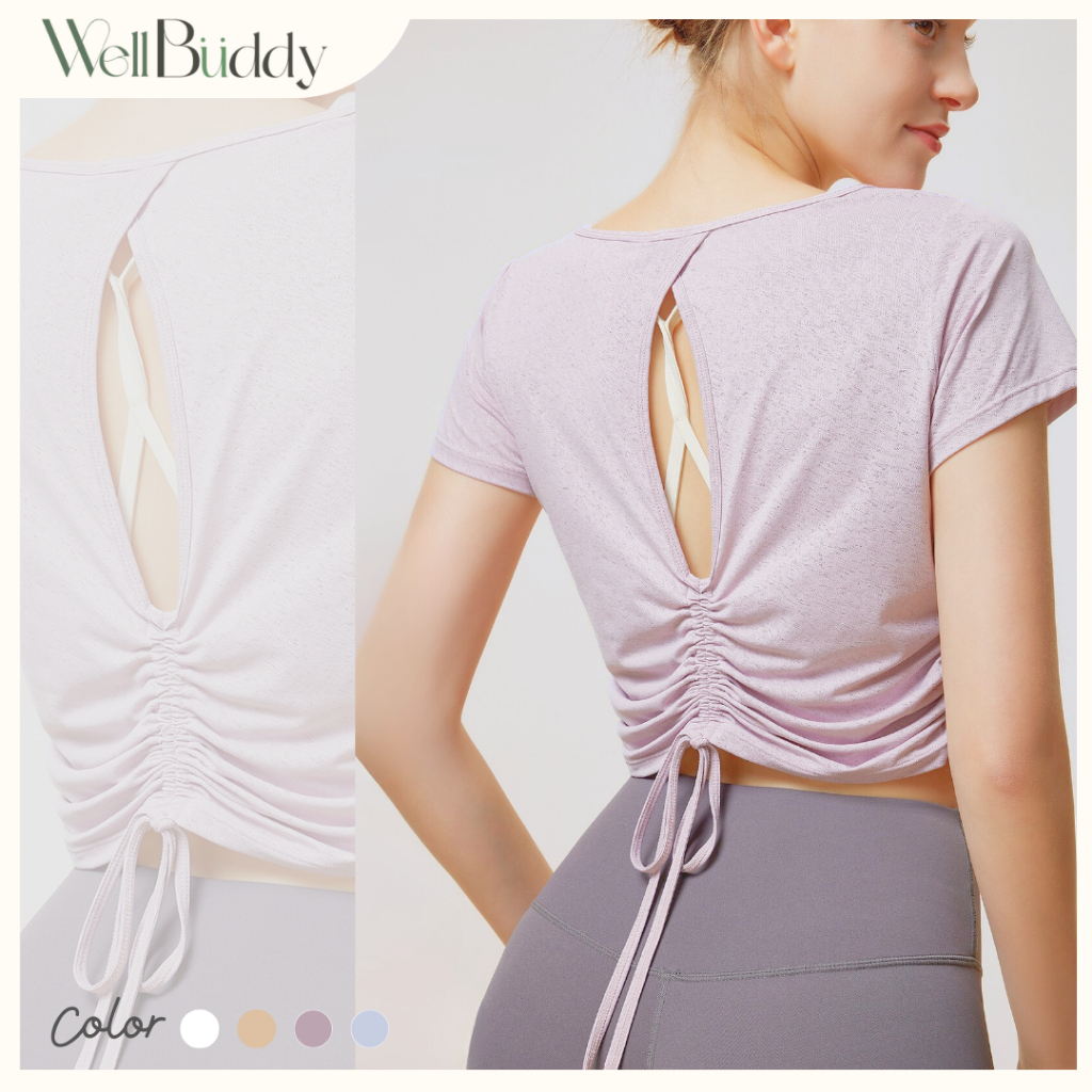WellBuddy เสื้อกีฬา เสื้ออกกำลังกายผู้หญิง เสื้อโยคะ เสื้อทับสปอร์ตบรา (Tammy Tie-Back Top)
