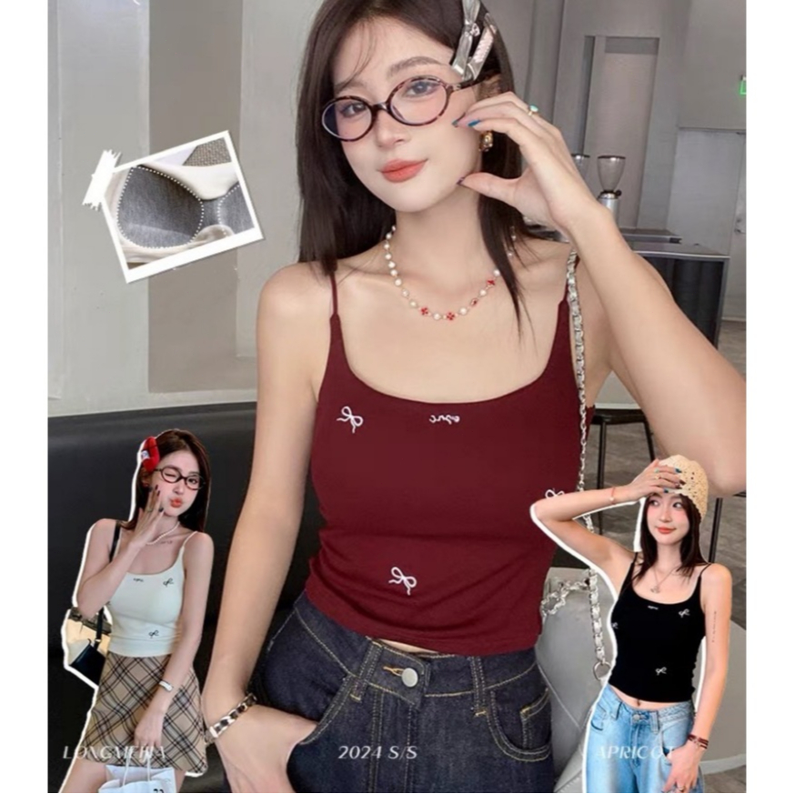 เสื้อกั๊กผูกโบว์ชุดชั้นในแฟชั่นสายเอี๊ยมผู้หญิง Moonlite.th