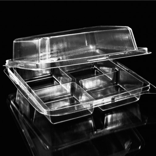 กล่องเบเกอรี่ 4 ช่อง [ใส] ฝาพับ ไม่เป็นไอน้ำ ล็อคได้ รหัส E-44 จำนวน 50ใบ **มีส่งด่วน