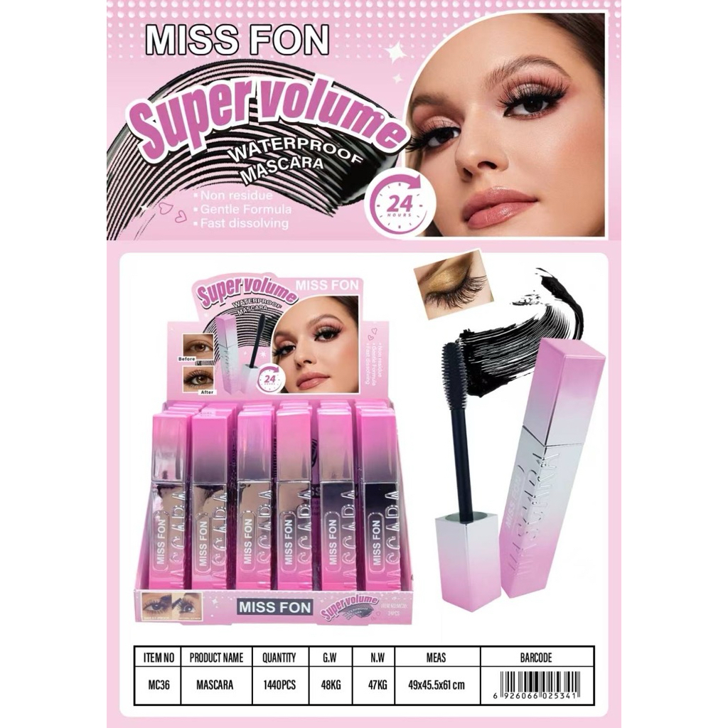 มาสคาร่า Missfon Super Volume มาสคาร่าHold morning1กล่อง24แท่ง