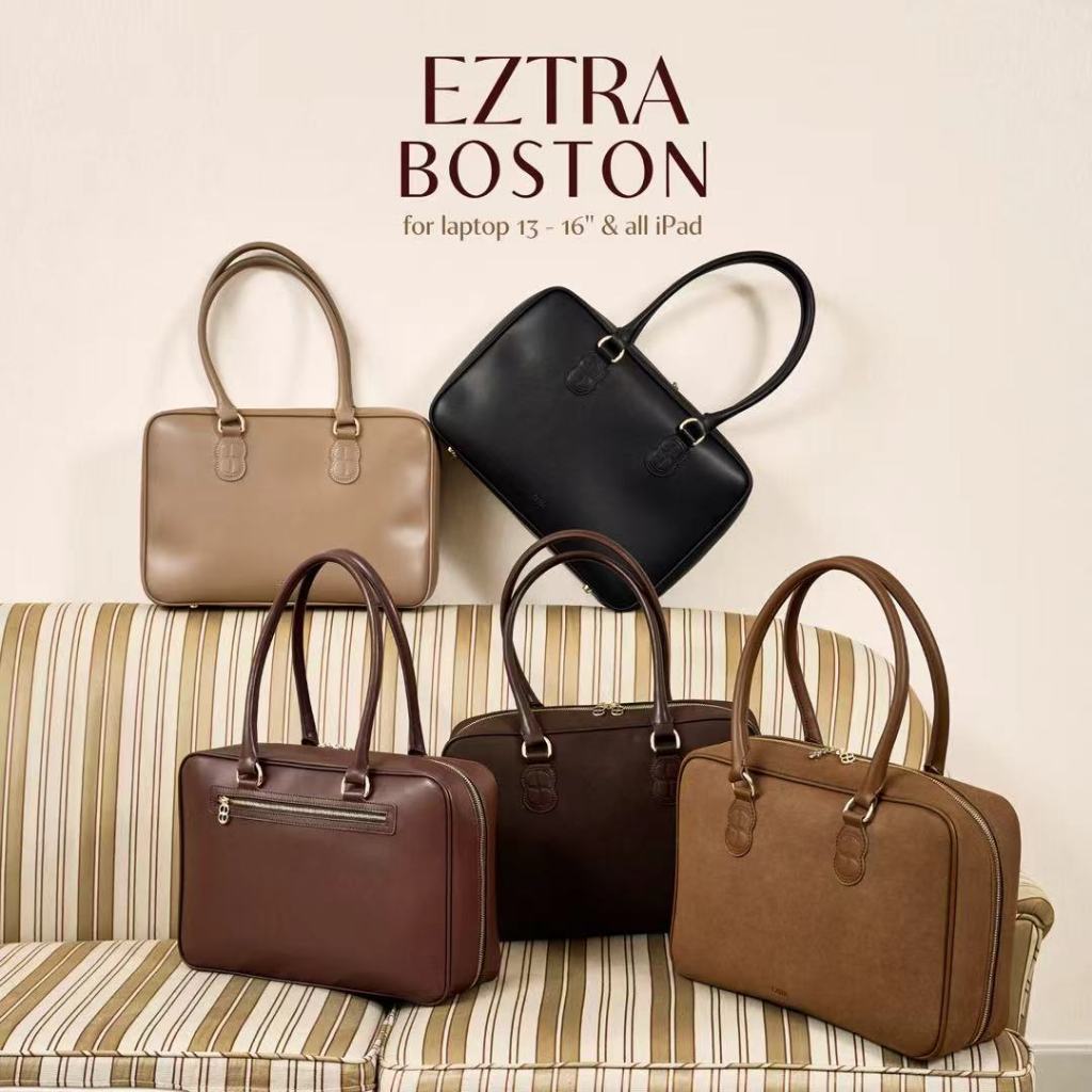 พร้อมส่งทุกสี EZTRA BOSTON BAG กระเป๋าทำงาน ใส่ laptop 13-16” / iPad สไตล์ Old Money Luxury