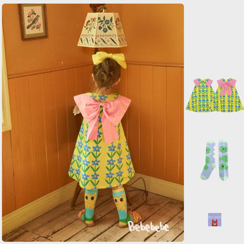 (พร้อมส่ง) Iris kids IKS0025 pink butterfly dress ชุดเดรสเด็กผู้หญิง สไตล์เกาหลี ใส่เที่ยว ผ้านิ่ม