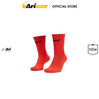 ARI JUNIOR CREW SOCKS - RED (AHW1212-05) ถุงเท้าครึ่งแข้ง เด…