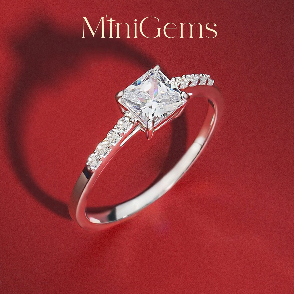 MiniGems แหวน เงินแท้ 92.5 เพชรสวิส(CZ) แหวนคู่ แหวนแต่งงาน แหวนผู้หญิง แหวนผู้ชาย 07633