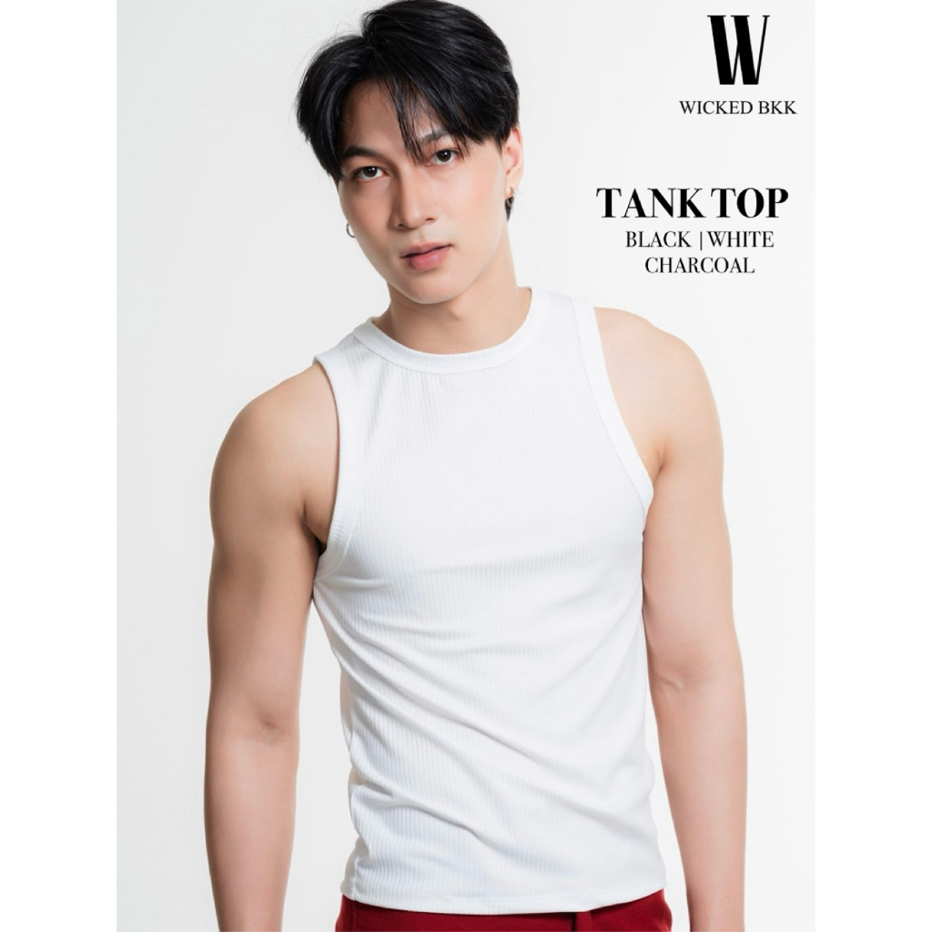 เสื้อกล้ามผู้ชาย  WICKED BKK คอกลม สลิมฟิต เข้ารูป เก็บทรง