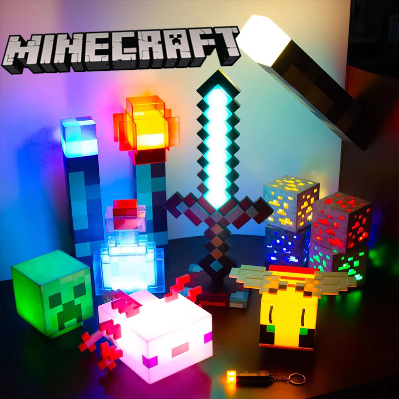 พร้อมส่ง Minecraft ไฟฉาย COMELY เกมปริมณฑลไฟฉาย ไฟกลางคืน อุปกรณ์ต่อพ่วงแขวนผนัง led miner's lamp