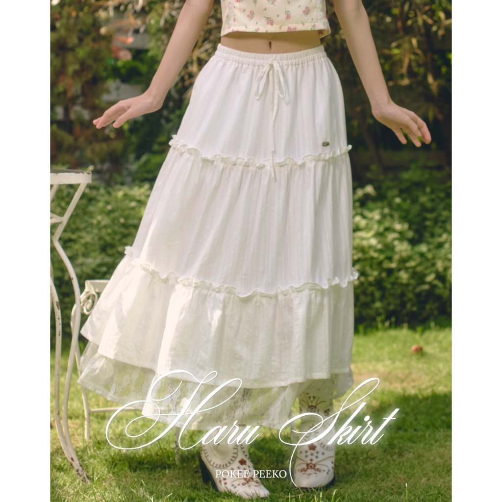 (preส่ง10jan) POKEE | HARU SKIRT กระโปรงผ้าลูกไม้ มีซับในเลเยอร์