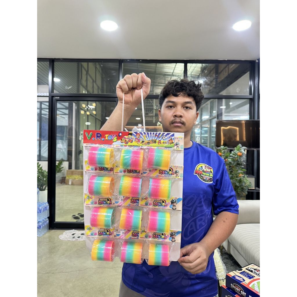 [ยกเเผง12ชิ้น] สปริง Rainbow สีรุ้ง ของเล่นเด็กฝึกสมองของขวัญ No.HX203
