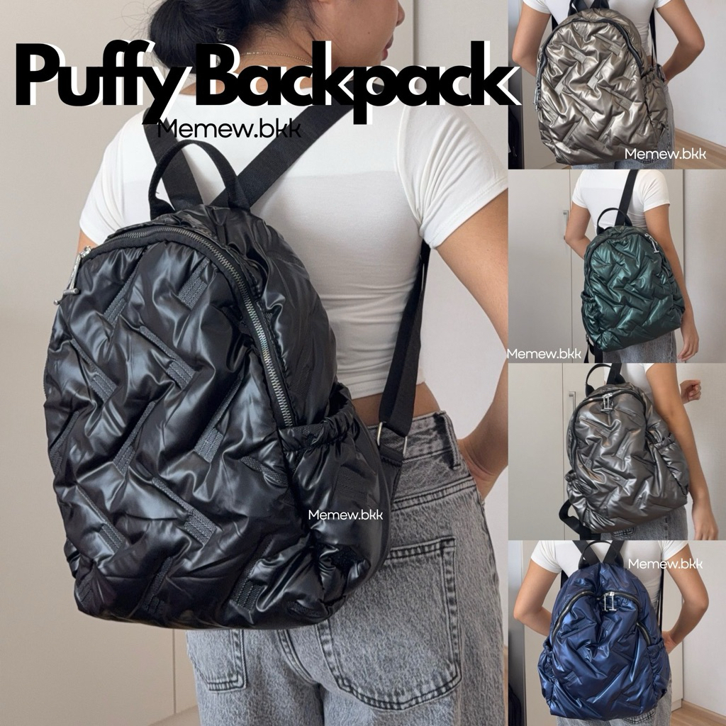 (พร้อมส่ง) กระเป๋าเป้พัฟฟี่นุ่มนิ่ม กันน้ำ ใส่ไอแพดได้