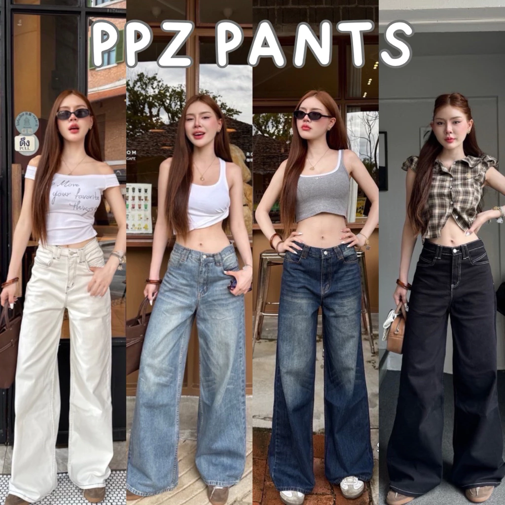 ᴍᴏɴᴀ ᴊᴇᴀɴꜱ✨กางเกงยีนส์ขากระบอกใหญ่ สีฟอก ผ้านุ่ม Baggy jeans กางเกงยีนส์ผู้หญิง