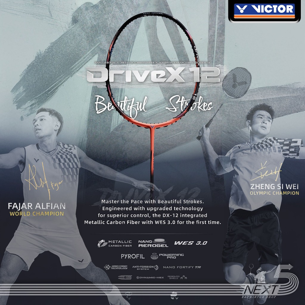 Victor ไม้แบดมินตัน รุ่น DriveX 12 ( DX-12 ) แถม เอ็น กริป ซอง